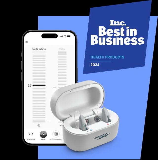 Lexie hearing aids and app and Inc. Best in Business award badge