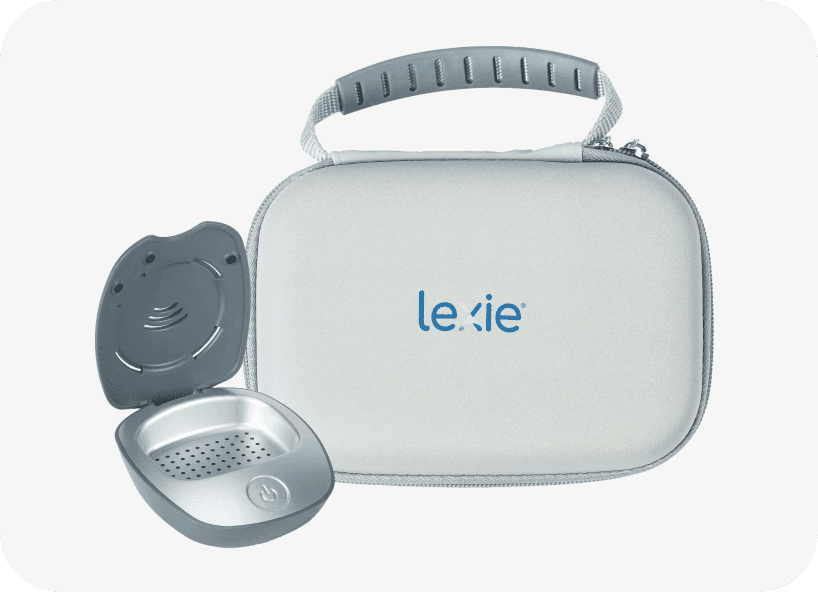 The two Lexie Club free gifts, a carry case and electronic hearing aid dryer.